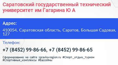 Саратовский государственный технический университет им Гагарина Ю А  - визитка