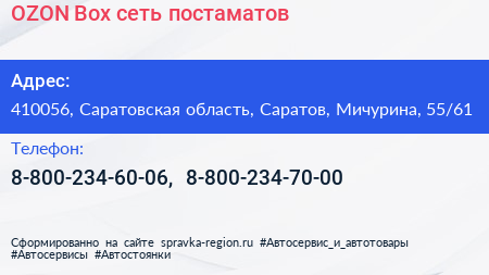 OZON Box сеть постаматов - визитка
