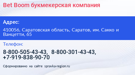 Bet Boom букмекерская компания - визитка