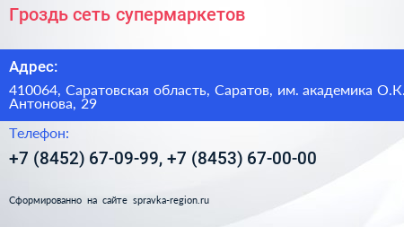 Гроздь сеть супермаркетов - визитка