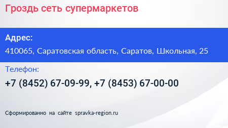Гроздь сеть супермаркетов - визитка