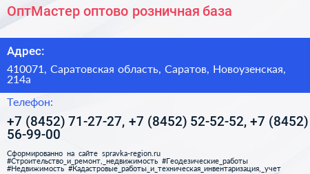 ОптМастер оптово розничная база - визитка