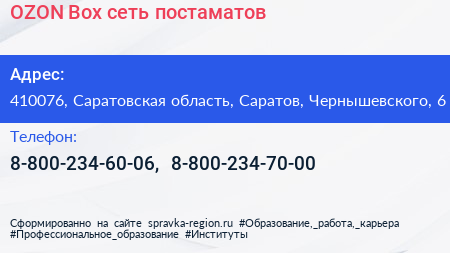 OZON Box сеть постаматов - визитка