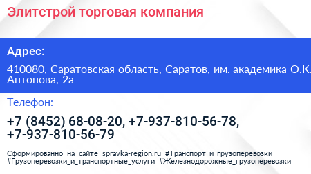 Элитстрой торговая компания - визитка