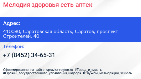 Мелодия здоровья сеть аптек - визитка