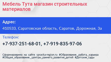 Мебель Тута магазин строительных материалов - визитка