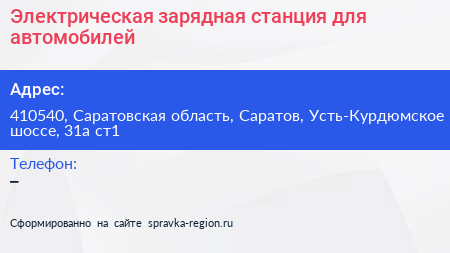 Электрическая зарядная станция для автомобилей - визитка