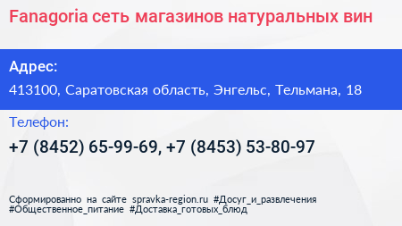 Fanagoria сеть магазинов натуральных вин - визитка