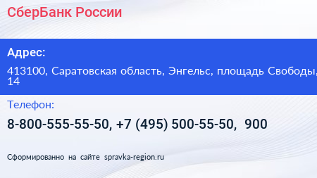 СберБанк России - визитка