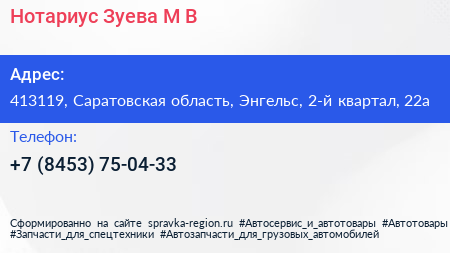 Нотариус Зуева М В  - визитка