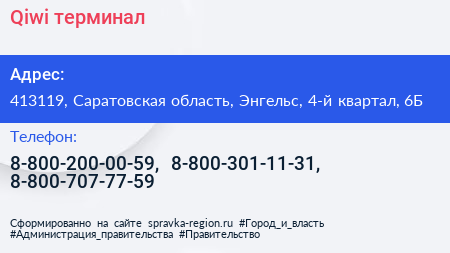 Qiwi терминал - визитка
