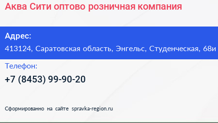 Аква Сити оптово розничная компания - визитка