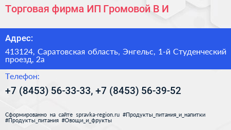 Торговая фирма ИП Громовой В И  - визитка