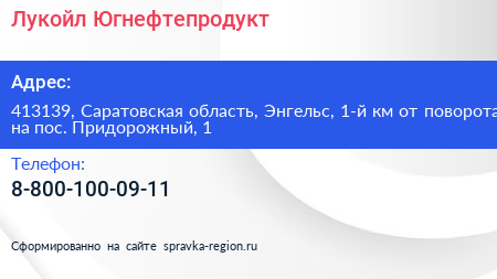 Лукойл Югнефтепродукт - визитка