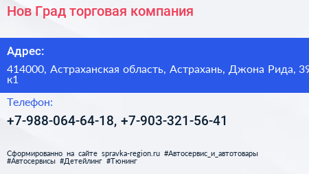 Нов Град торговая компания - визитка