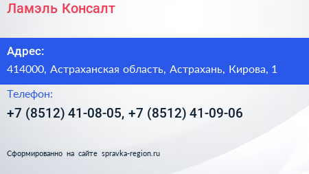 Ламэль Консалт - визитка