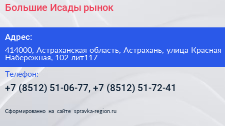 Большие Исады рынок - визитка