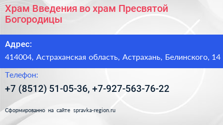 Храм Введения во храм Пресвятой Богородицы - визитка