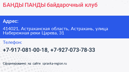 БАНДЫ ПАНДЫ байдарочный клуб - визитка