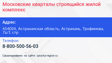 Московские кварталы строящийся жилой комплекс - визитка