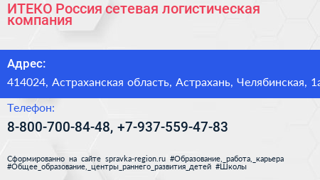 Нажмите, чтобы скачать визитку ИТЕКО Россия сетевая логистическая компания - визитка