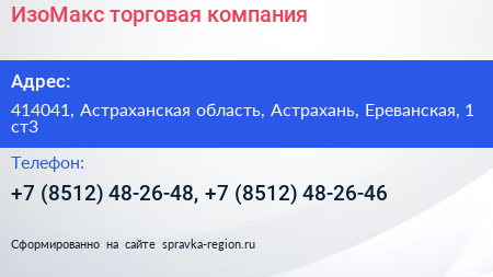 ИзоМакс торговая компания - визитка