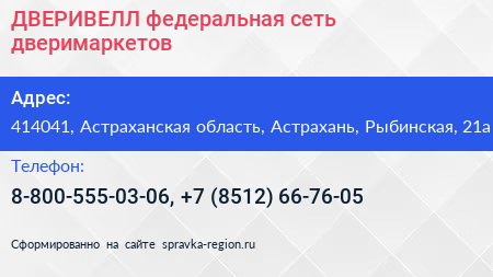ДВЕРИВЕЛЛ федеральная сеть дверимаркетов - визитка
