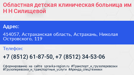 Областная детская клиническая больница им Н Н Силищевой - визитка