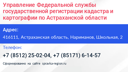 Управление Федеральной службы государственной регистрации кадастра и картографии по Астраханской области - визитка
