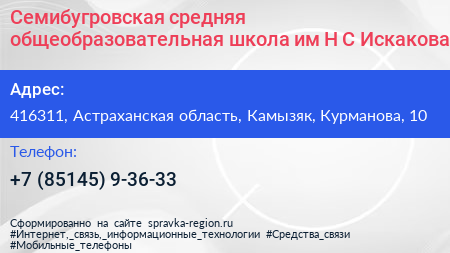 Семибугровская средняя общеобразовательная школа им Н С Искакова - визитка