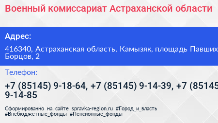 Военный комиссариат Астраханской области - визитка
