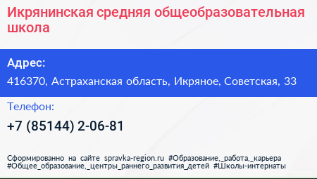 Икрянинская средняя общеобразовательная школа - визитка