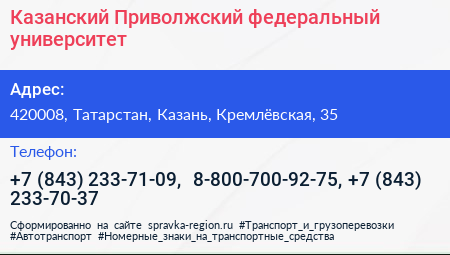 Казанский Приволжский федеральный университет - визитка