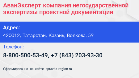 АванЭксперт компания негосударственной экспертизы проектной документации - визитка