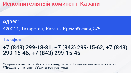 Исполнительный комитет г Казани - визитка