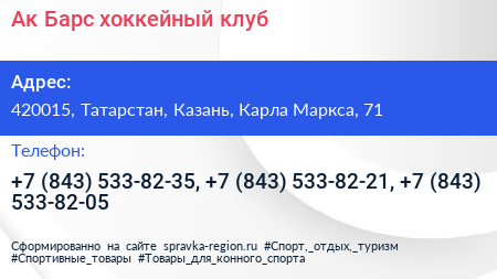 Ак Барс хоккейный клуб - визитка