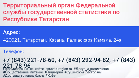 Территориальный орган Федеральной службы государственной статистики по Республике Татарстан - визитка