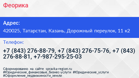 Феорика - визитка