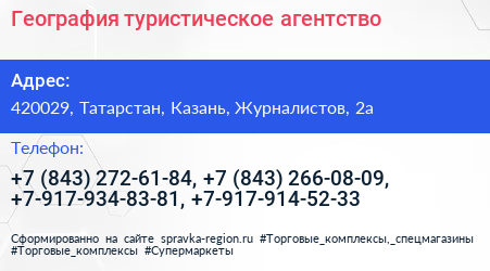 География туристическое агентство - визитка