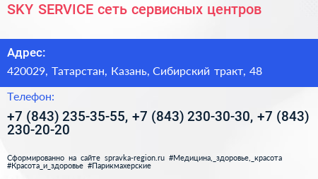 SKY SERVICE сеть сервисных центров - визитка