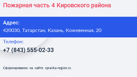 Пожарная часть 4 Кировского района - визитка