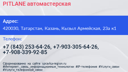 PITLANE автомастерская - визитка