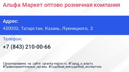 Альфа Маркет оптово розничная компания - визитка