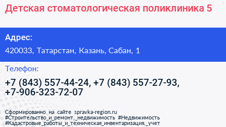 Детская стоматологическая поликлиника 5 - визитка