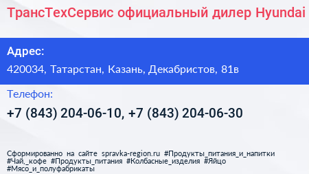 ТрансТехСервис официальный дилер Hyundai - визитка