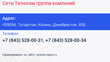 Сети Телеком группа компаний - визитка