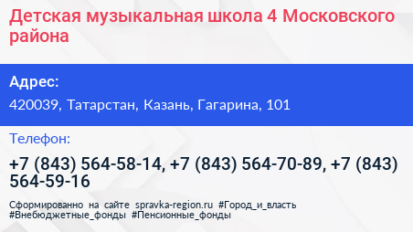 Детская музыкальная школа 4 Московского района - визитка