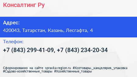 Консалтинг Ру - визитка