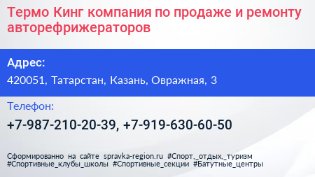 Термо Кинг компания по продаже и ремонту авторефрижераторов - визитка