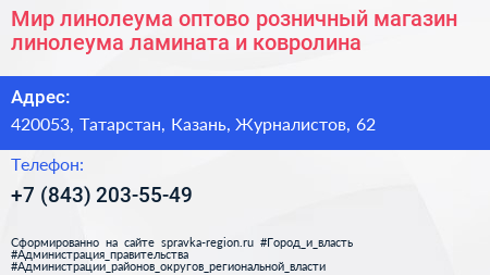 Мир линолеума оптово розничный магазин линолеума ламината и ковролина - визитка